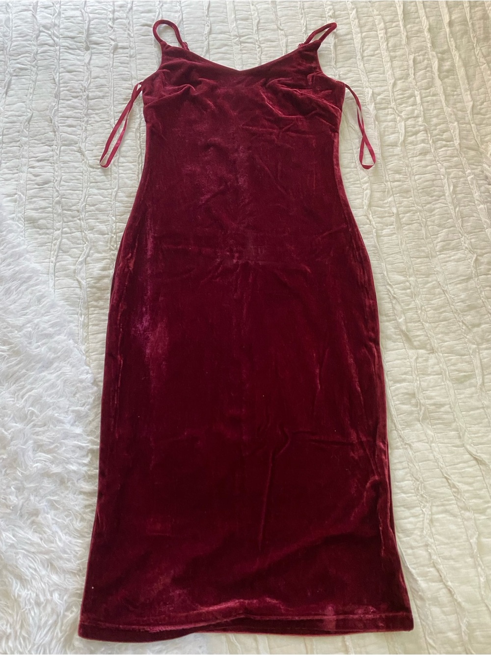 Velvet Burgundy Slip Midi Dress